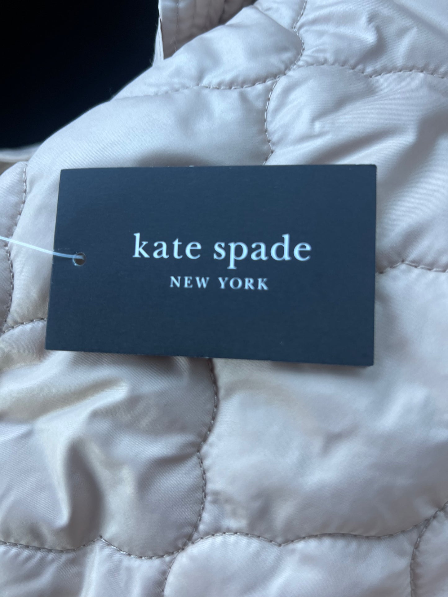 Kate Spade New York Long Vest Women’s L Size Soft Clay Puffer Tie Quilted Hooded